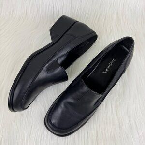 Chadwicks Black Leather Slip-On Loafers